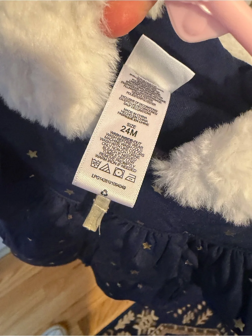 Carters Little Me Navy Gold Star White Faux Fur Ruffle Puffer Coat 24 Months